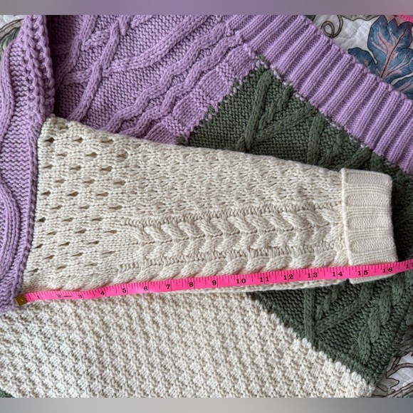 NWT Entro Colorblock Cable knit crewneck Sweater - Picture 10 of 10